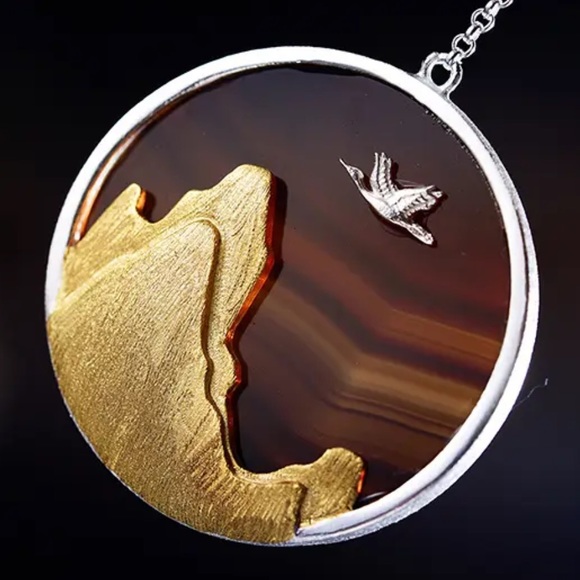 🎁 Artisan Handmade 925 Silver The Zuzu Mountain Natural Agate Necklace - Picture 4 of 7